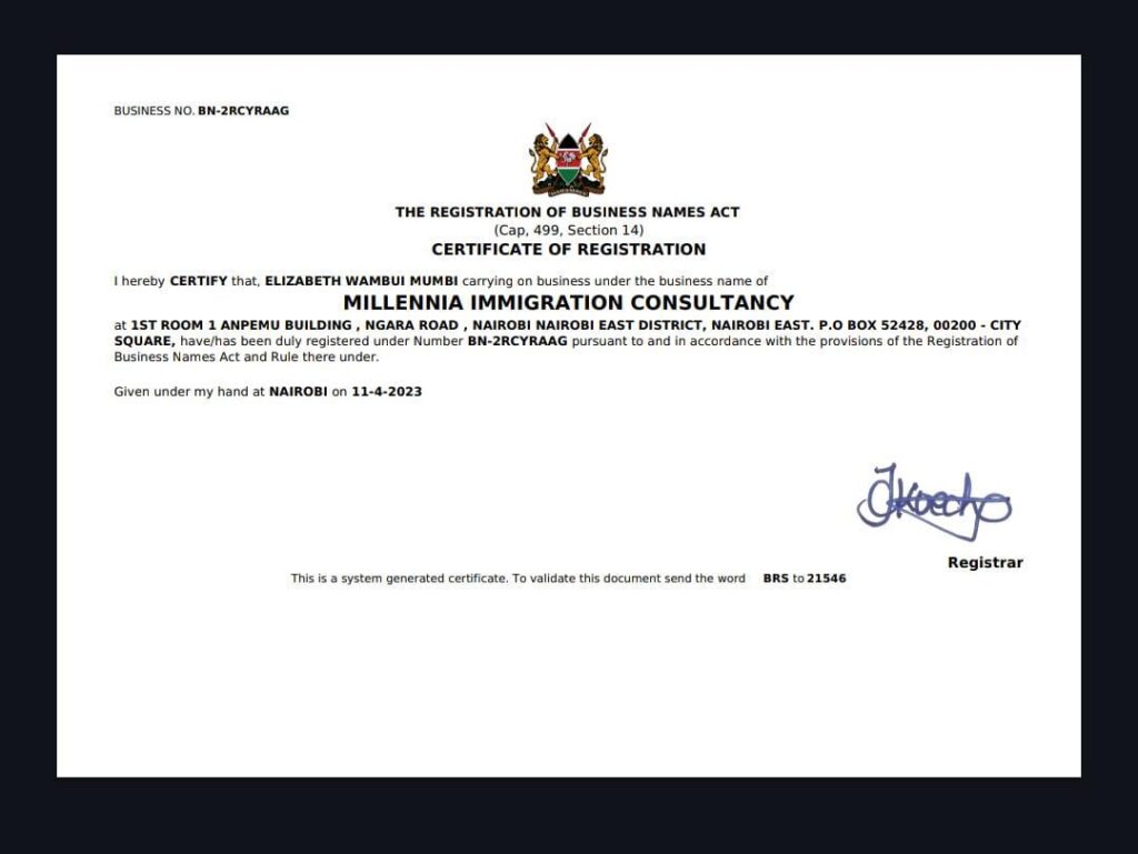 business registration certification